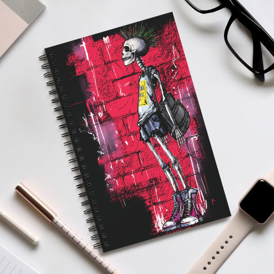 Punk-Skelett Spiral-Notizbuch, Perfekt für Schreibende, Kreative & Street-Art-Fans, Geschenk, Leuchtende Farben, Notizen, Skizzen, To-Do